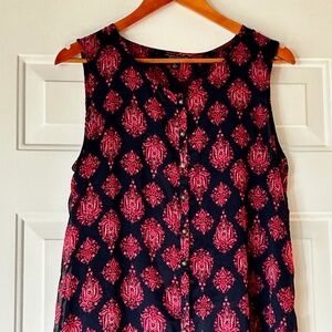 Lucky Brand Red and Black Floral Maxi Dress *Size L
